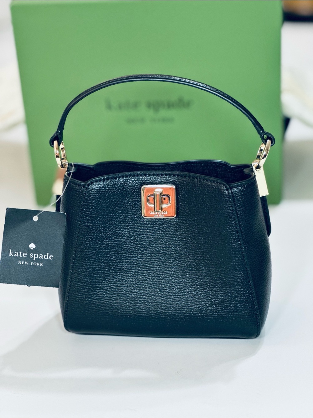 NWT Kate Spade Phoebe Mini Top Handle Crossbody Black Leather KI924 Gift Box